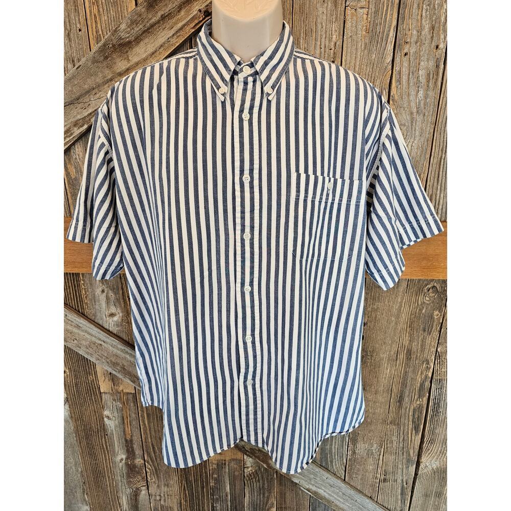Robert Stock genuine Blues vintage chambray striped Denim matching button XL #